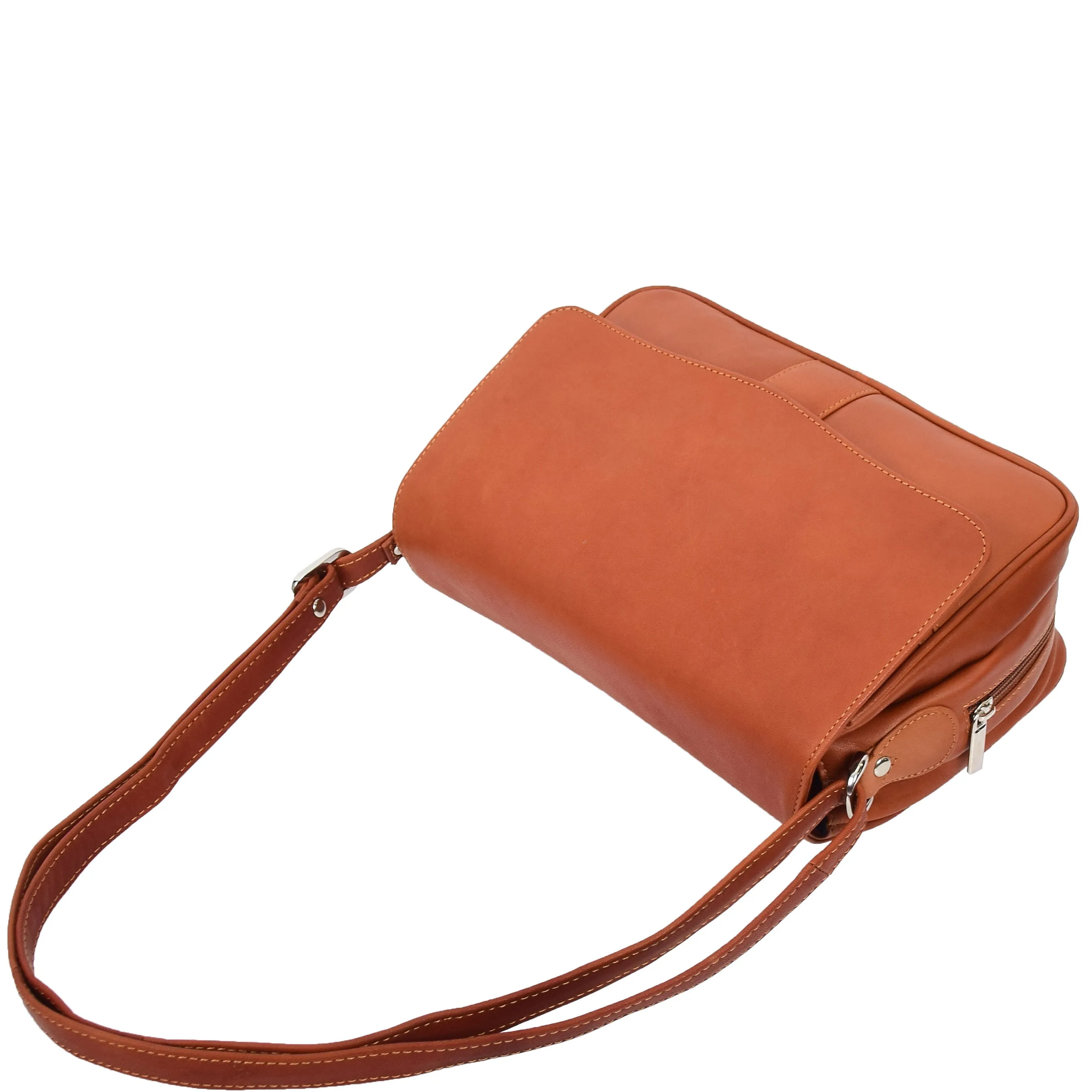 Womens Leather Classic Organiser Bag Matilda Cognac