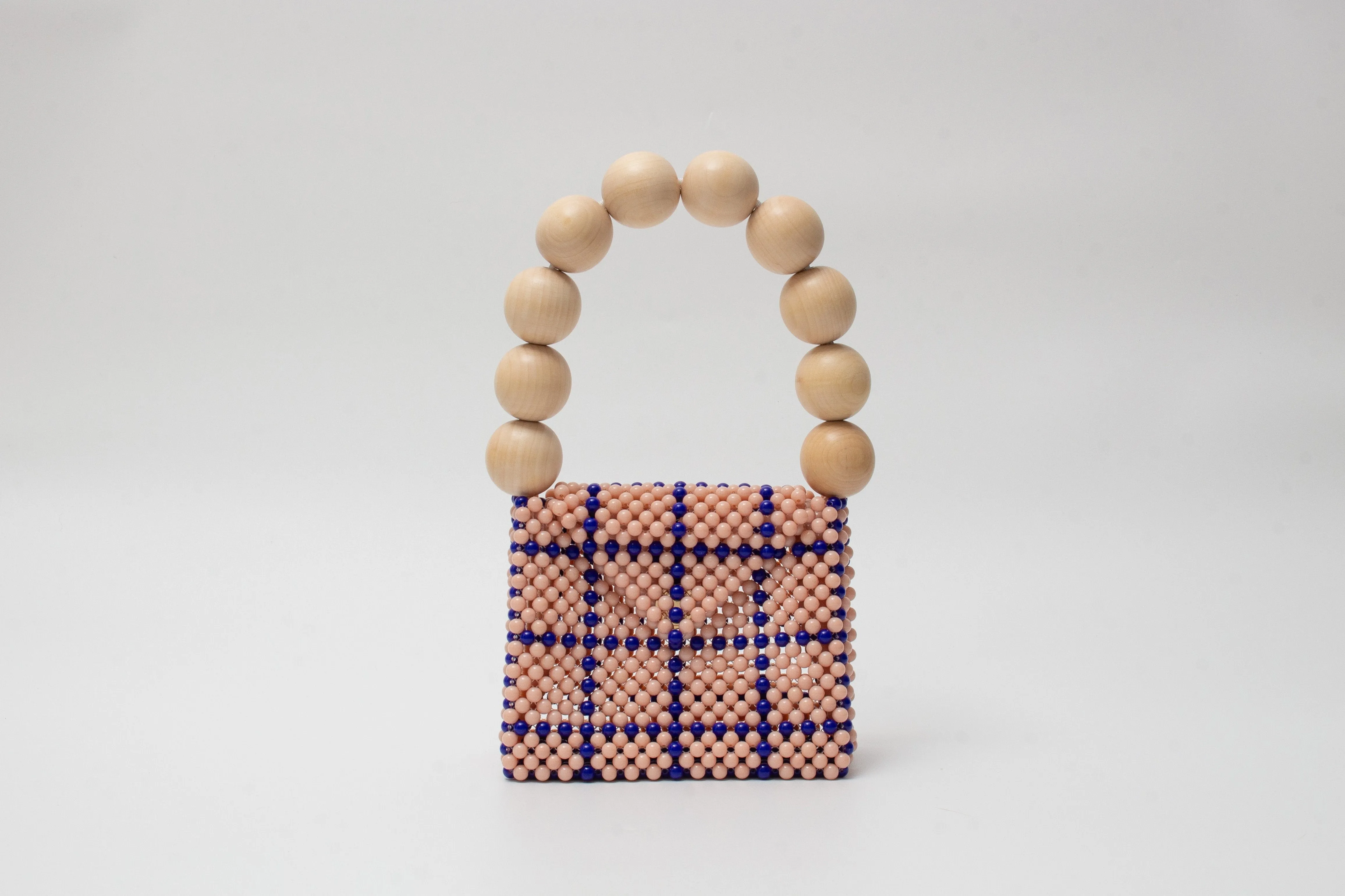 wood ball hand bag（beige checked）