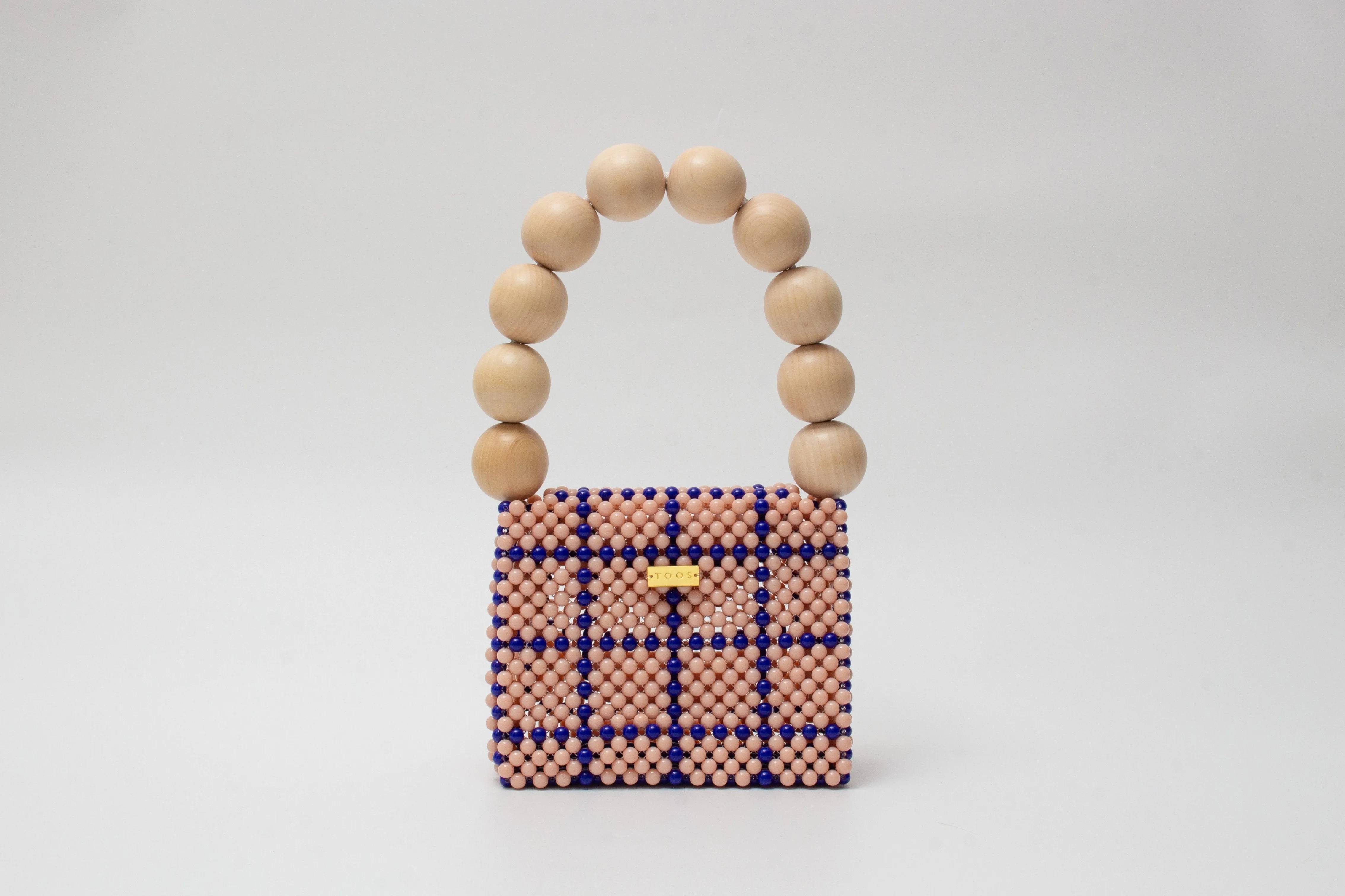 wood ball hand bag（beige checked）