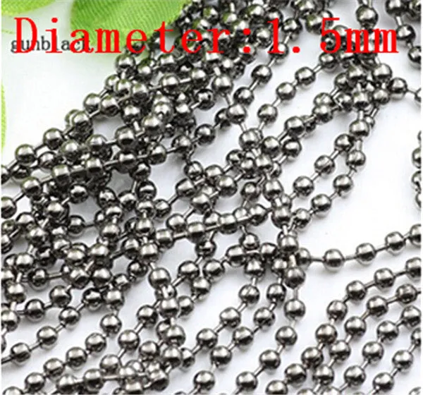 XINYAO 10m/lot 1.2 1.5 2 mm Gold/Black Color Metal Ball Bead Chains Bulk for Diy Bracelet Necklace Jewelry Findings Making F680