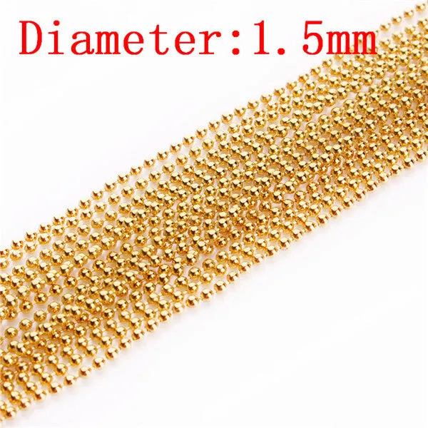 XINYAO 10m/lot 1.2 1.5 2 mm Gold/Black Color Metal Ball Bead Chains Bulk for Diy Bracelet Necklace Jewelry Findings Making F680